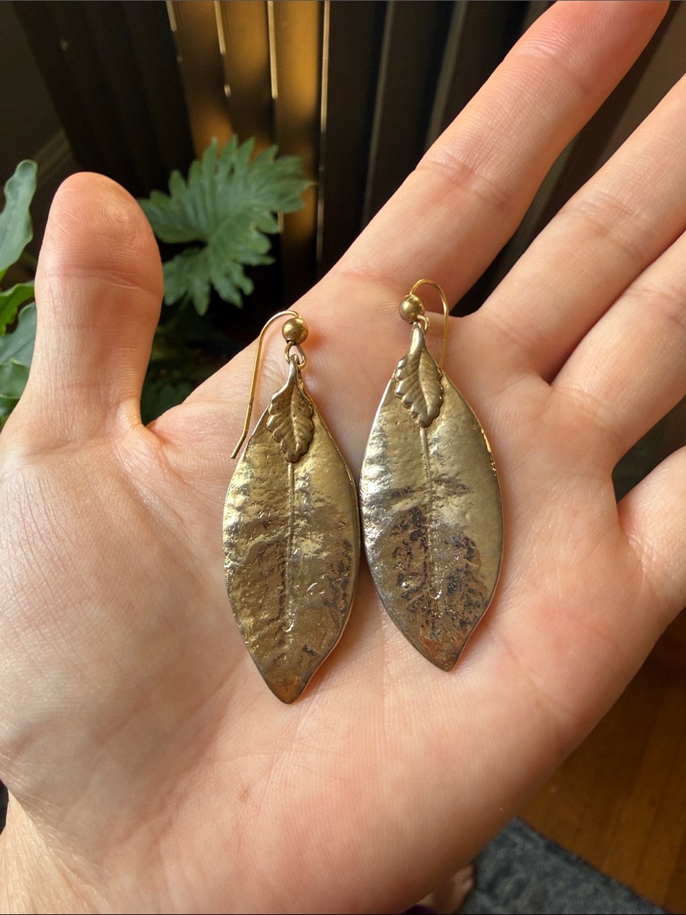 Gold Tone Leaf Drop Earrings - Women's Fashion Jewelry